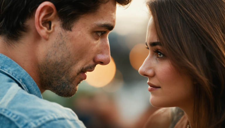 explorez les pensées et émotions profondes qui traversent l'esprit d'un homme lorsqu'il croise le regard d'une femme, révélant des sentiments et des impressions intenses.