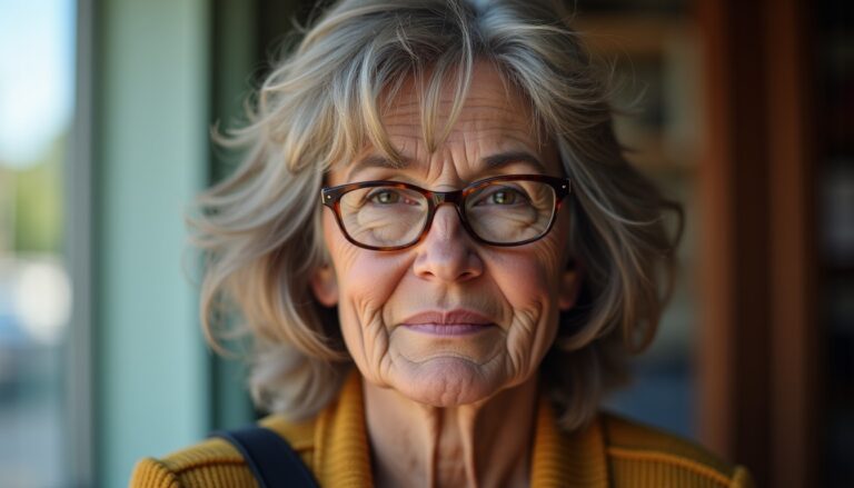 Coiffures courtes stylées pour femmes de 70 ans portant des lunettes